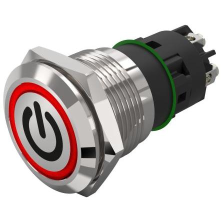 EAO Osvětlené tlačítko, řada: 82 IP65, IP67 SPDT Panel Okamžité Osvětlené 19 mm 3A, barva LED: Červená 240 V dc 240 V ac