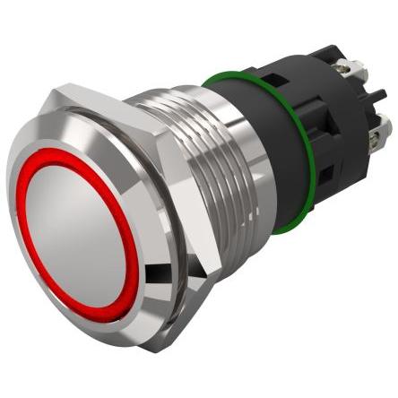 EAO Osvětlené tlačítko, řada: 82 IP65, IP67 SPDT Panel Blokování Osvětlené 19 mm 3A, barva LED: Červená 240 V dc 240 V