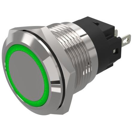 Indikátor, řada: 82 Zelená, typ žárovky: LED Pájecí zakončení EAO 12V ac/dc 19 mm, IP65, IP67