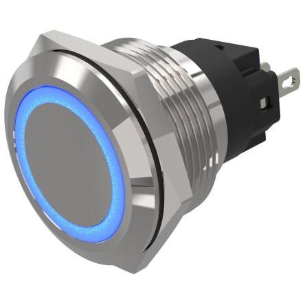 Indikátor, řada: 82 Modrá, typ žárovky: LED Pájecí zakončení EAO 12V ac/dc 22 mm, IP67, IP65