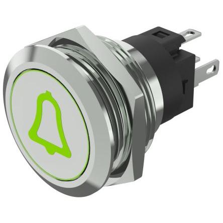 EAO Osvětlené tlačítko, řada: 82 IP65, IP67 SPDT Panel Okamžité Osvětlené 22.3 mm 3A, barva LED: Zelená 240 V dc 240 V