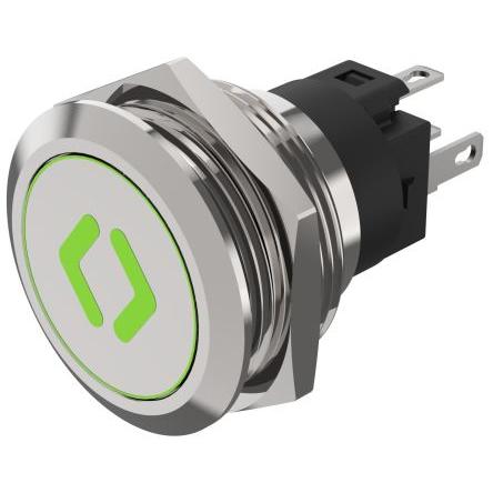 EAO Osvětlené tlačítko, řada: 82 IP65, IP67 SPDT Panel Okamžité Osvětlené 22.3 mm 3A, barva LED: Zelená 240 V dc 240 V