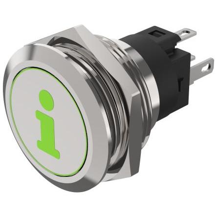 EAO Osvětlené tlačítko, řada: 82 IP65, IP67 SPDT Panel Okamžité Osvětlené 22.3 mm 3A, barva LED: Červená, Zelená 240 V