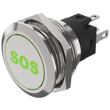 EAO Osvětlené tlačítko, řada: 82 IP65, IP67 SPDT Panel Okamžité Osvětlené 22.3 mm 3A, barva LED: Zelená, Červená 240 V