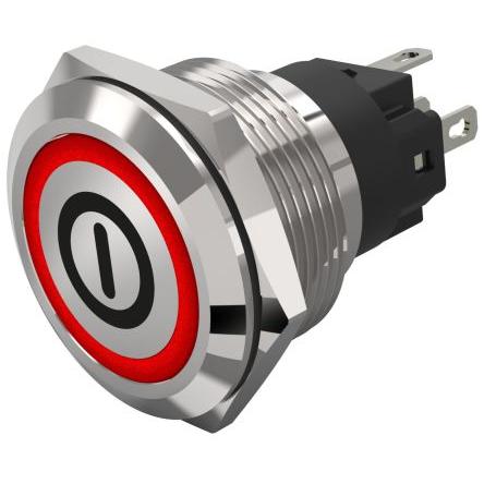 EAO Osvětlené tlačítko, řada: 82 IP65, IP67 SPDT Panel Blokování Osvětlené 22.3 mm 3A, barva LED: Červená 240 V dc 240 V