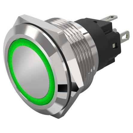 EAO Osvětlené tlačítko, řada: 82 IP65, IP67 SPDT Panel Blokování Osvětlené 22.3 mm 3A, barva LED: Zelená 240 V dc 240 V
