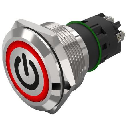 EAO Osvětlené tlačítko, řada: 82 IP65, IP67 SPDT Panel Okamžité Osvětlené 22.3 mm 3A, barva LED: Červená 240 V dc 240 V