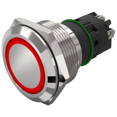 EAO Osvětlené tlačítko, řada: 82 IP65, IP67 SPDT Panel Blokování Osvětlené 22.3 mm 3A, barva LED: Červená 240 V dc 240 V
