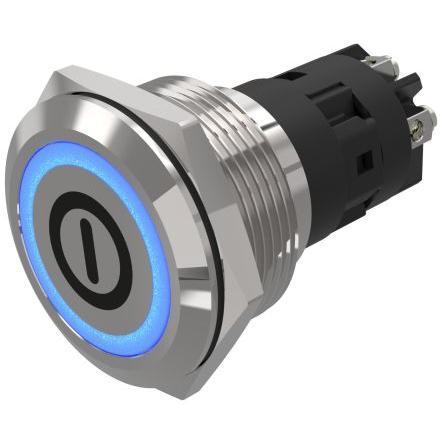 EAO Osvětlené tlačítko, řada: 82 IP65, IP67 SPDT Panel Blokování Osvětlené 22.3 mm 3A, barva LED: Modrá 240 V dc 240 V