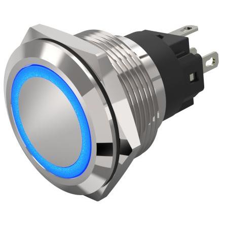 EAO Osvětlené tlačítko, řada: 82 IP65, IP67 SPDT Panel Blokování Osvětlené 22.3 mm 3A, barva LED: Modrá 240 V dc 240 V
