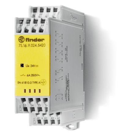 Finder Relé bez blokování 4 NO, 2 NC Lišta DIN 6A 24V dc 7S