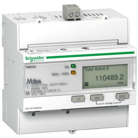 Elektroměr, řada: Acti 9 iEM3000 LCD 8číslicový 3fázový Elektronika Impulzový výstup výška číslice 85 mm, výška výřezu: