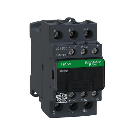 Schneider Electric Stykač napětí ve vinutí 110V dc 3pólový 25 A 11 kW s 3 NO kontakty 110V dc Řízení motoru, Rezistivní