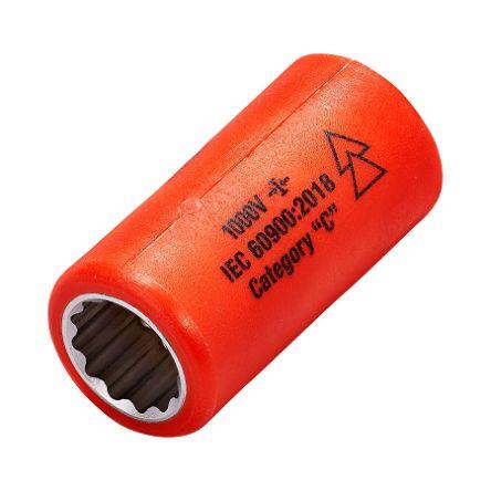 Zásuvka 3/8 in pohon 21 mm 12 bodů Čtvercový Splňuje normu VDE/1000V, celková délka: 48mm ITL Insulated Tools Ltd