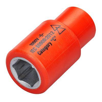 Zásuvka 1/4 in pohon 8 mm 6 bodů Čtvercový Splňuje normu VDE/1000V, celková délka: 41mm ITL Insulated Tools Ltd