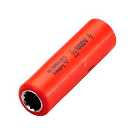Hluboký nástrčkový klíč 1/4 in pohon 8 mm 12 bodů Čtvercový Splňuje normu VDE/1000V, celková délka: 65mm ITL Insulated