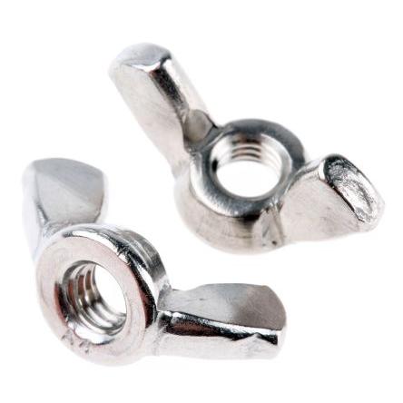 RS PRO Křídlatá matice 24 mm, Lesklý zinek, Nerezová ocel, M5