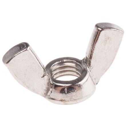 RS PRO Křídlatá matice 48 mm, Lesklý zinek, Nerezová ocel, M10