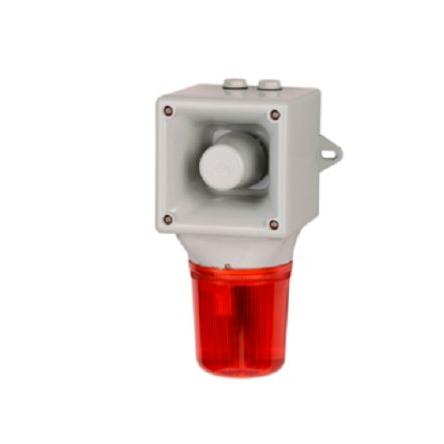 e2s LED maják, řada: AB105LDA Stálé, Otáčecí, Blikající světlo Troubení alarmu barva Čirá, Žlutá, Červená, Zelená,