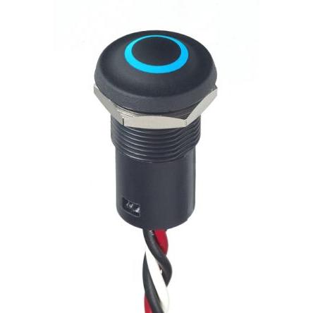 APEM Osvětlené tlačítko, řada: IX IP67, IP69K 1 NO/1 NC Panel Okamžité Osvětlené 12 mm 100mA, barva LED: Modrá 28 V dc