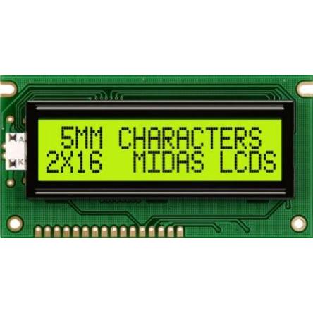 Alfanumerický displej LCD MC21605A6WK-SPTLY-V2, řada: MC21605A6WK-SPTLY-V2 Alfanumerické podsvícení LED Zelená, Žlutá