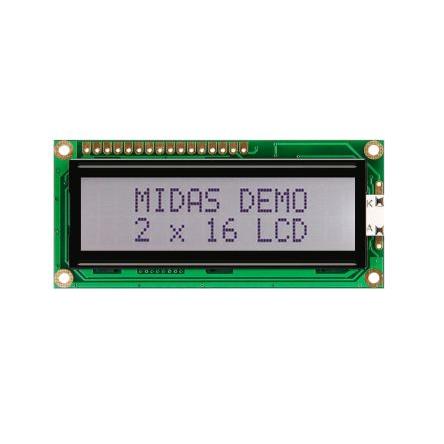 Alfanumerický displej LCD MC21605C6W-FPTLWI-V2 Alfanumerické podsvícení LED Paralelní Midas 2 x 16