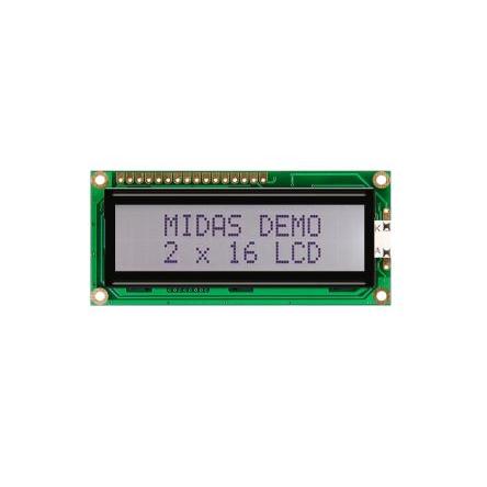 Alfanumerický displej LCD MC21605C6W-FPTLWS-V2 Alfanumerické podsvícení LED Paralelní Midas 2 x 16