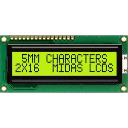 Alfanumerický displej LCD MC21605C6WK-SPTLY-V2, řada: MC21605C6WK-SPTLY-V2 Alfanumerické podsvícení LED Žlutá, Zelená