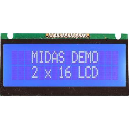 Alfanumerický displej LCD MC21605FA6WE-BNMLW, řada: MC21605FA6WE-BNMLW Alfanumerické podsvícení LED Bílá Paralelní Midas