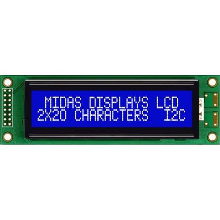 Alfanumerický displej LCD MC22005A6W-BNMLWI-V2, řada: MC22005A6W-BNMLWI-V2 Alfanumerické podsvícení LED Midas Modrá,