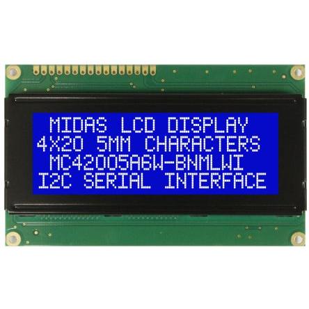 Alfanumerický displej LCD MC42005A6W-BNMLWI-V2 Alfanumerické podsvícení LED Paralelní Midas 4 x 20