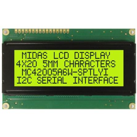 Alfanumerický displej LCD MC42005A6W-SPTLYI-V2, řada: MC42005A6W-SPTLYI-V2 Alfanumerické podsvícení LED Zelená, Žlutá