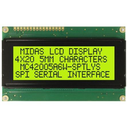 Alfanumerický displej LCD MC42005A6W-SPTLYS-V2, řada: MC42005A6W-SPTLYS-V2 Alfanumerické podsvícení LED Žlutá, Zelená