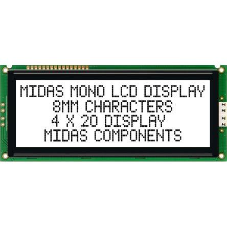 Alfanumerický displej LCD MC42008A6W-FPTLW, řada: MC42008A6W-FPTLW Alfanumerické podsvícení LED Bílá Paralelní Midas