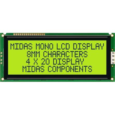 Alfanumerický displej LCD MC42008A6W-SPTLY, řada: MC42008A6W-SPTLY Alfanumerické podsvícení LED Žlutá, Zelená Paralelní