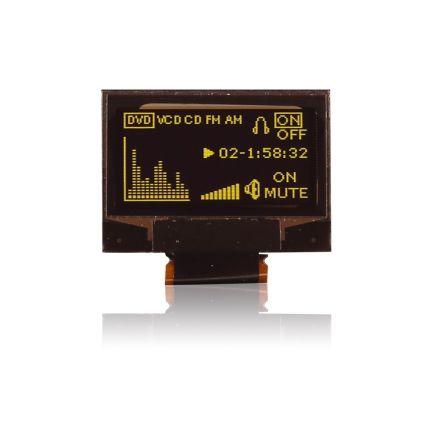 Displej OLED, řada: MCOT128064N2Z-YM 0.96 in Žlutá Pasivní matice 128 x 64 pixelů COT Midas I2C, Paralelní, SPI