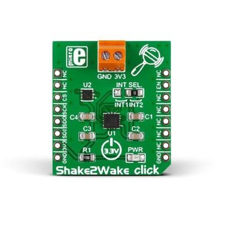 Akcelerometrový snímač, klasifikace: Akcelerometr for ADXL362, ADP195, MEMS Shake2Wake Click MIKROE-1942