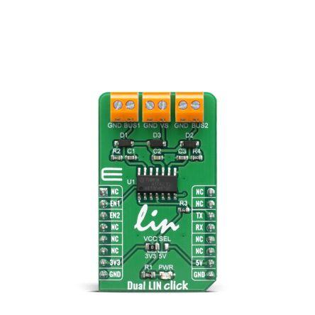 Komunikační a bezdrátový vývojový nástroj pro Duální vysílač LIN TLE7268SKXUMA1 Dvoukanálový LIN Click MikroElektronika,