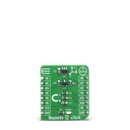 Hallův snímač, klasifikace: Deska mikroBus Click for TLI493D-A2B6 Magneto 6 Klikněte MIKROE-4139 MikroElektronika