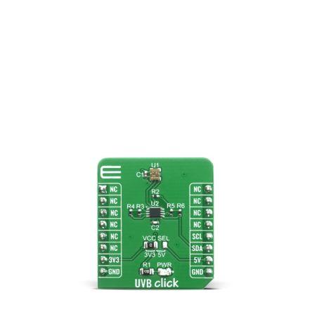 Snímač ultrafialového záření (UV), klasifikace: Deska mikroBus Click for GUVB-C31SM UVB Click MIKROE-4145