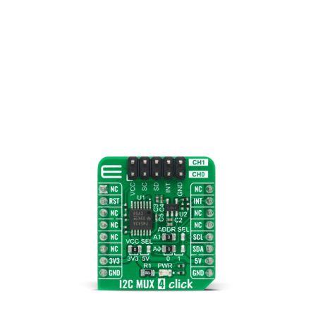 Komunikační a bezdrátový vývojový nástroj pro Přepínače a multiplexor TCA9543APWR I2C MUX 4 Click MikroElektronika,