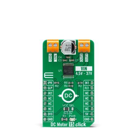 Vývojový nástroj pro motory a robotiku DC Motor 15 Click Budič motoru DC MikroElektronika DRV8874, pro použití s: