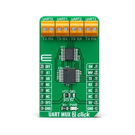Komunikační a bezdrátový vývojový nástroj pro RS-232, UART MAX399 UART MUX 2 Klikněte MikroElektronika, klasifikace: