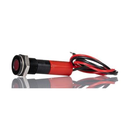 Indikátor pro montáž do panelu, řada: RS PRO Jasně červená, typ žárovky: LED Vodič RS PRO 2V dc 8 mm, IP67