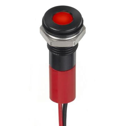 Indikátor pro montáž do panelu, řada: RS PRO Jasně červená, typ žárovky: LED RS PRO 12V dc 8 mm, IP67