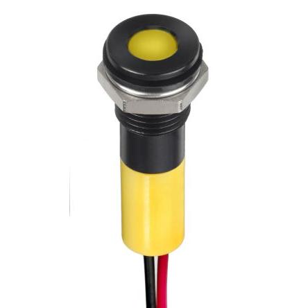Indikátor pro montáž do panelu, řada: RS PRO Jasně žlutá, typ žárovky: LED Vodič RS PRO 2V dc 8 mm, IP67