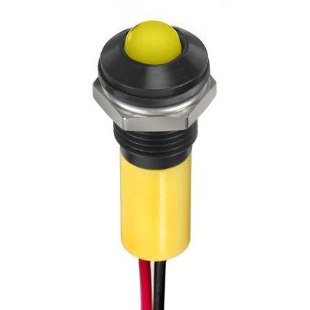 Indikátor pro montáž do panelu, řada: RS PRO Jasně žlutá, typ žárovky: LED Vodič RS PRO 12V dc 8 mm, IP67