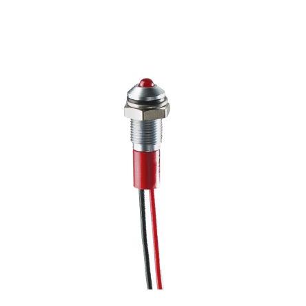 Indikátor pro montáž do panelu, řada: RS PRO Jasně červená, typ žárovky: LED RS PRO 2V dc 8 mm, IP67