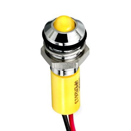 Indikátor pro montáž do panelu, řada: RS PRO Jasně žlutá, typ žárovky: LED Vodič RS PRO 2V dc 8 mm, IP67