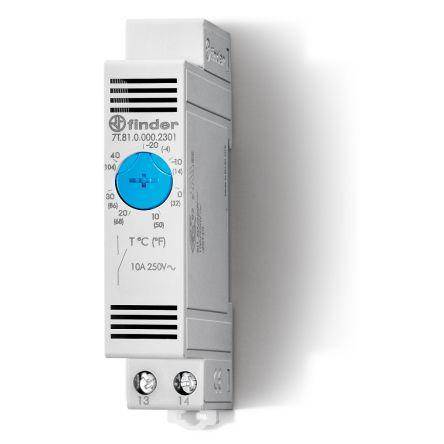 Finder Termostat, řada: 7T, SPST 60 °C 20 A -45 °C 110V ac/dc, 240 V ac/dc 250V